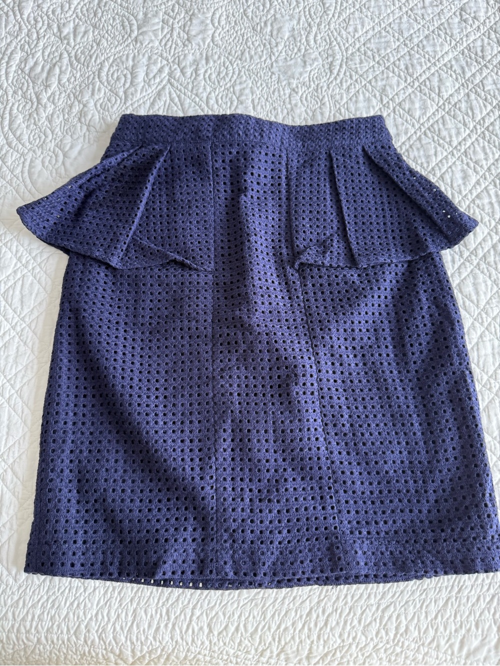 The Addison Story (Anthropologie) Women’s Navy Eyelet Peplum Pencil Skirt